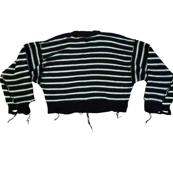 MM6 Maison Margiela Distressed Sweater 'Black/White' Size XS - Picture 4 of 6
